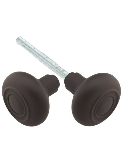 Pair of Solid Brass Deco Knobs in Oil-Rubbed Bronze.